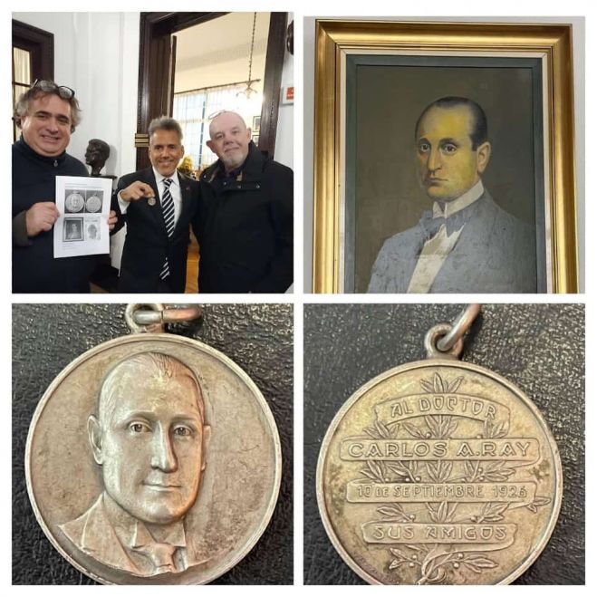 Recibimos la donación de una medalla dedicada a Dr. Ray, quien fuera Presidente de nuestra institución en 1924 y 1925